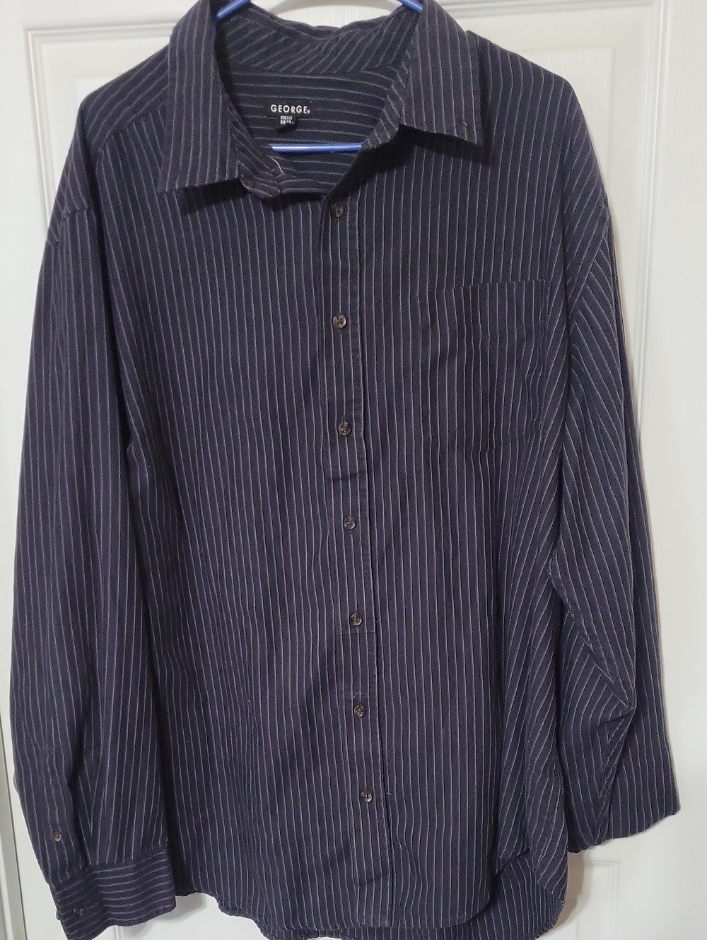 George Men's Black Pinstripe Dress Shirt